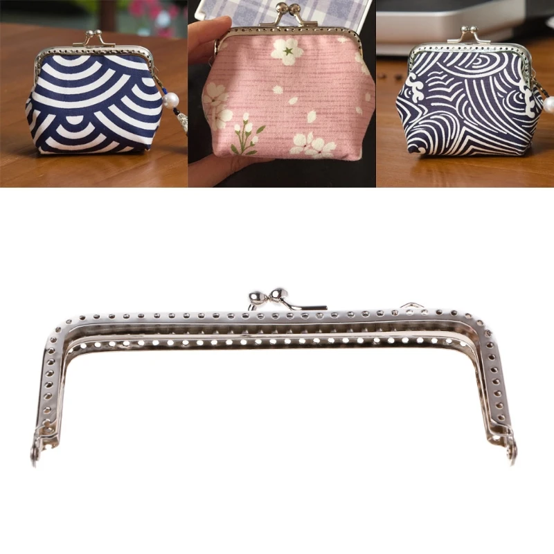 

1pc Sew Holes Purse Handbag Handle Metal Coins Bag Kiss Clasp Frame 12cm