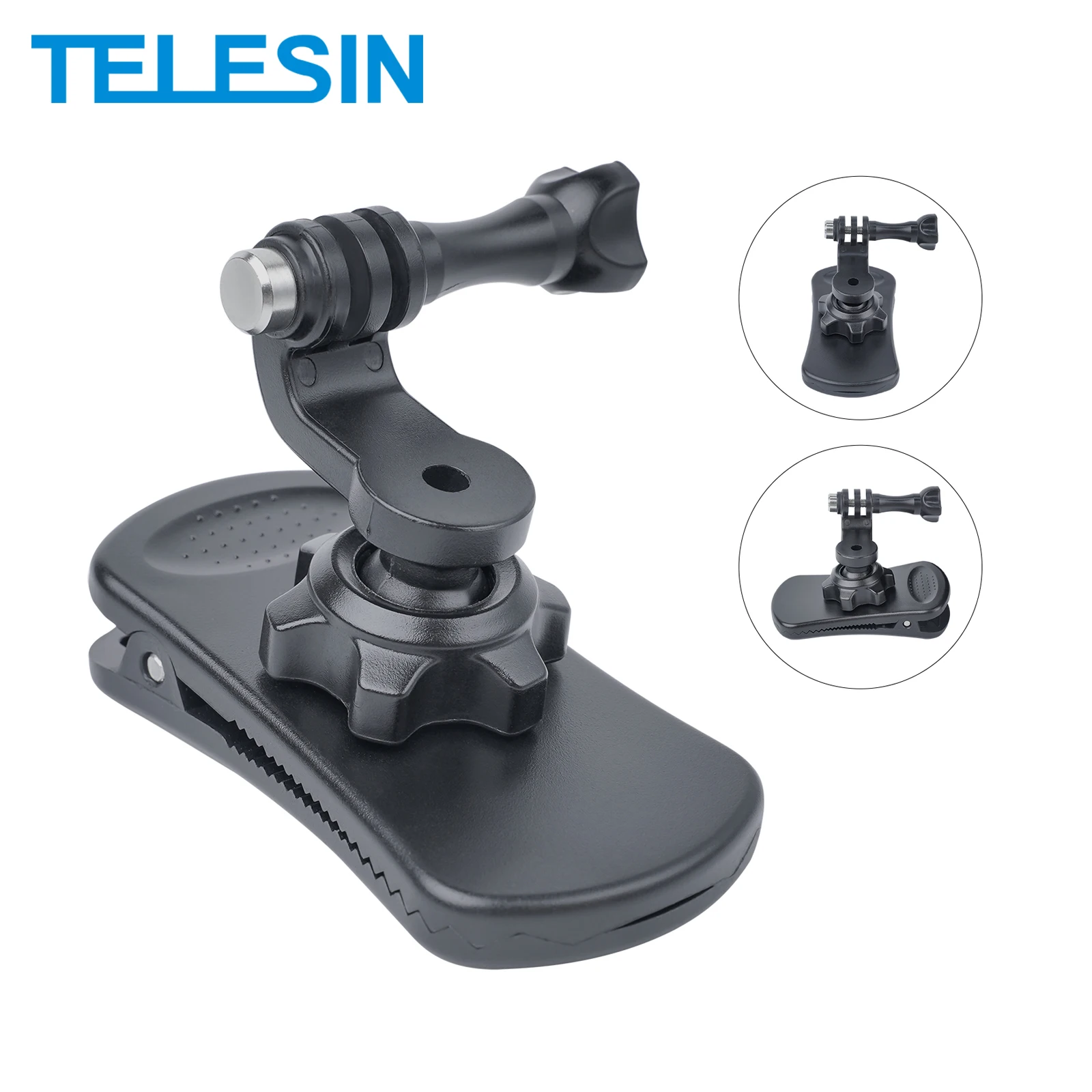 TELESIN 360 Degree Rotation Backpack Clip Clamp Mount for GoPro Hero 10 9 8 7 6 5 4 Insta360 SJCAM EKEN Osmo For Action Camera