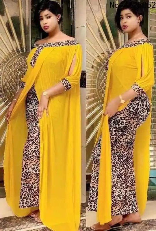 

African Kaftan Big Size Women's Dresses India Caftan Traditional Wear Leopard stitch Boubou Africa Femme Maxi Casual Outfit 2022