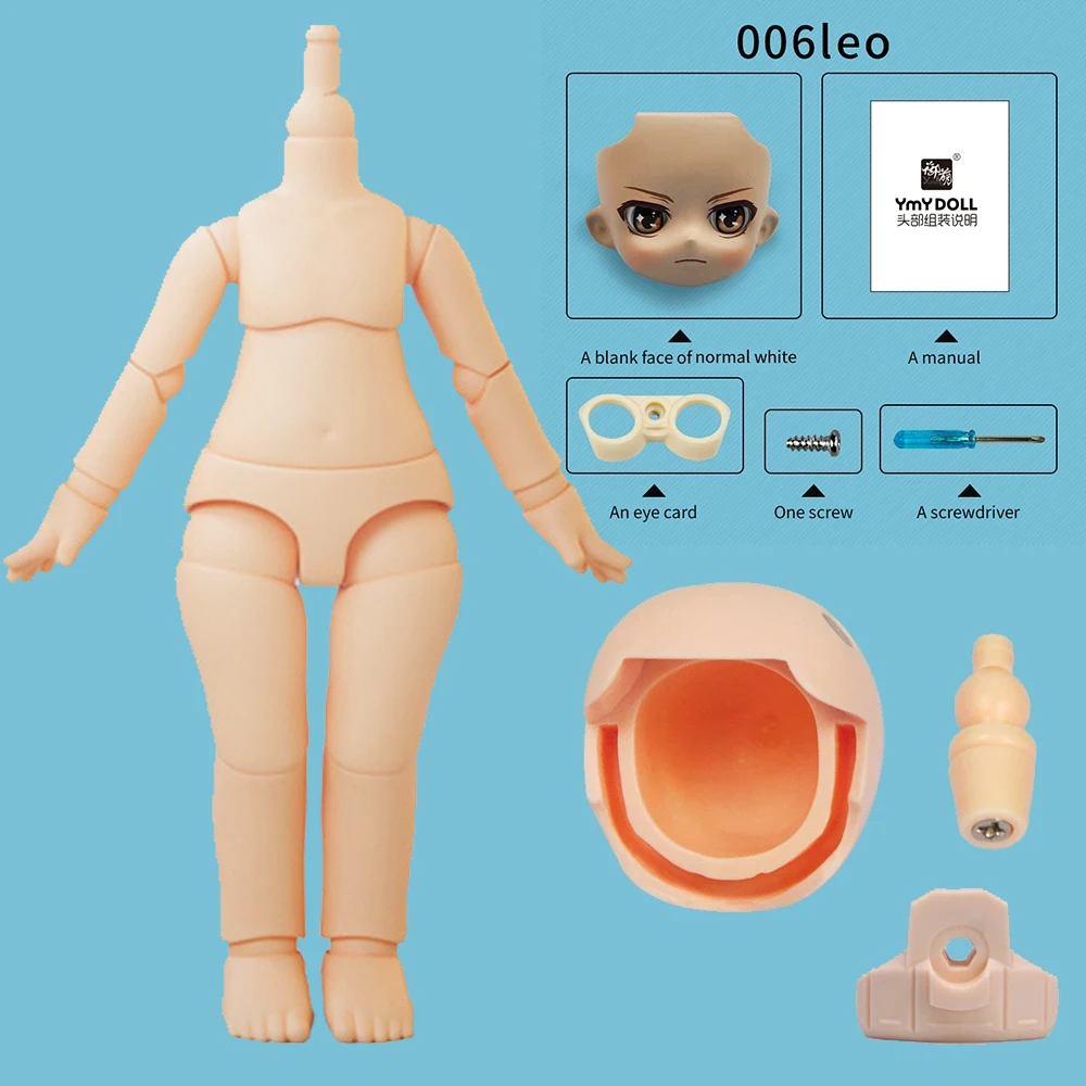 Обычная белая кукла OB11 тело + голова лицо 10 см |