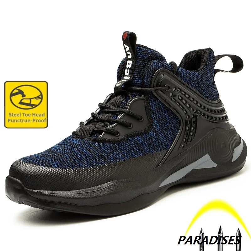 

New Spring And Autumn Middle Cut Men's Steel Toe Puncture-Resistant Lightweight Breathable Work Protective Safety Shoes Size 50