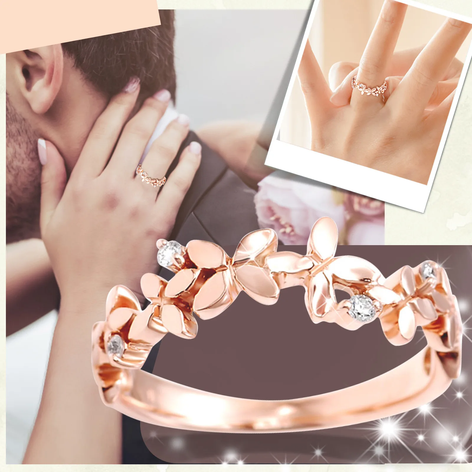 Women's Flower Diamond Stylish Ring Engagement Ring Jewelry Gift Mens Ring Sets