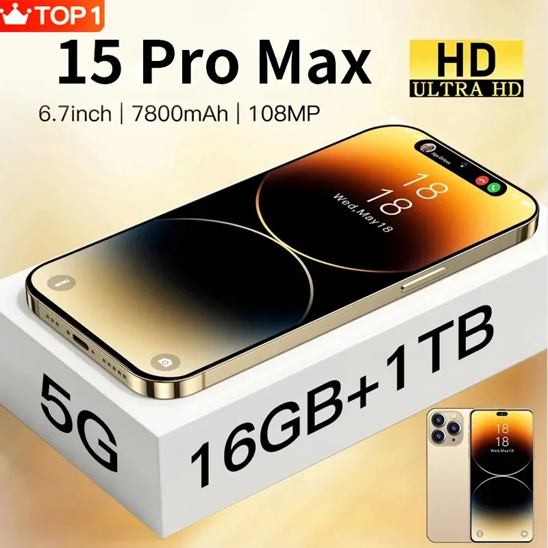 

New 100% Original For 15 Pro Max Smartphone 6.8inch Full Screen Face ID 16GB+1TB Mobile Phones Global Version 4G 5G Cell Phone