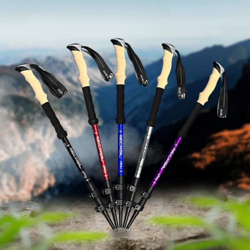 Тройной выдвижной наружный альпеншток из алюминиевого сплава замок с прямой