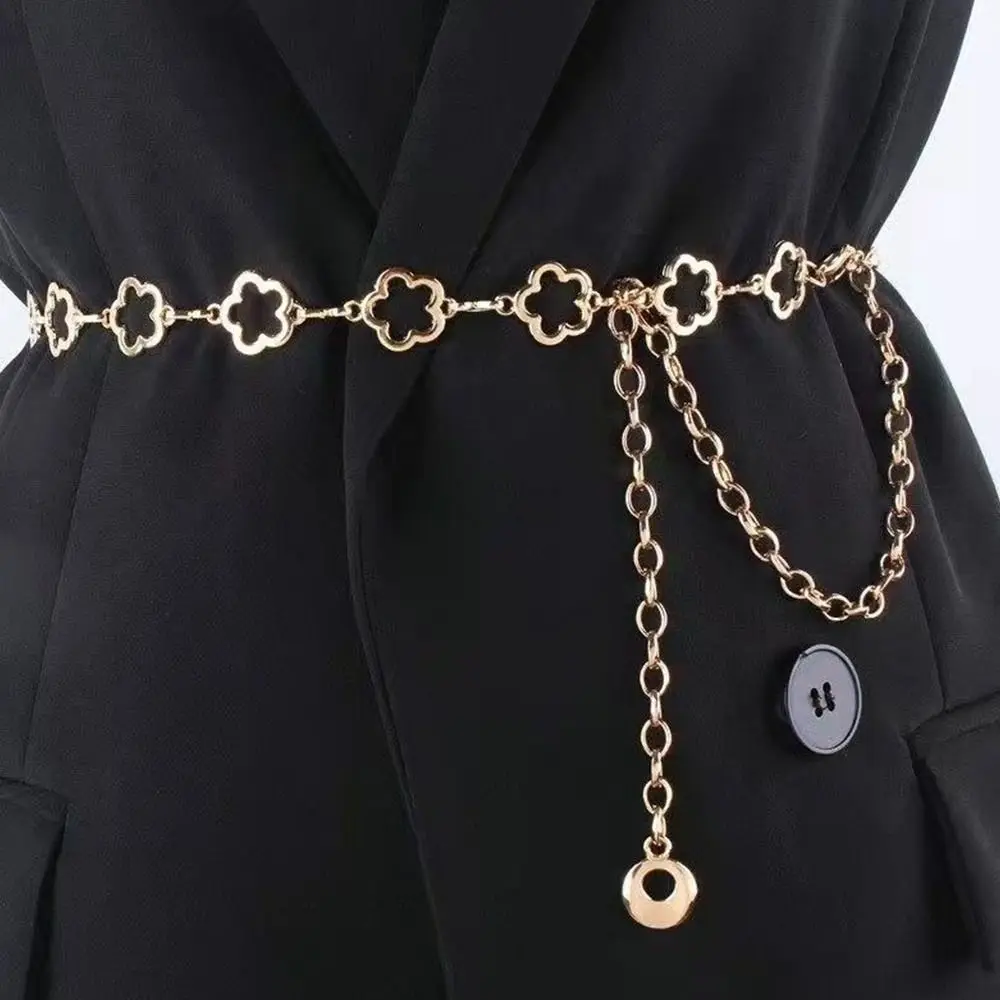 

Women Casual Trendy Dress Jeans Decorative Waist Band Slimming Cummerbands Luxury Thin Waistband Metal Chain Belt