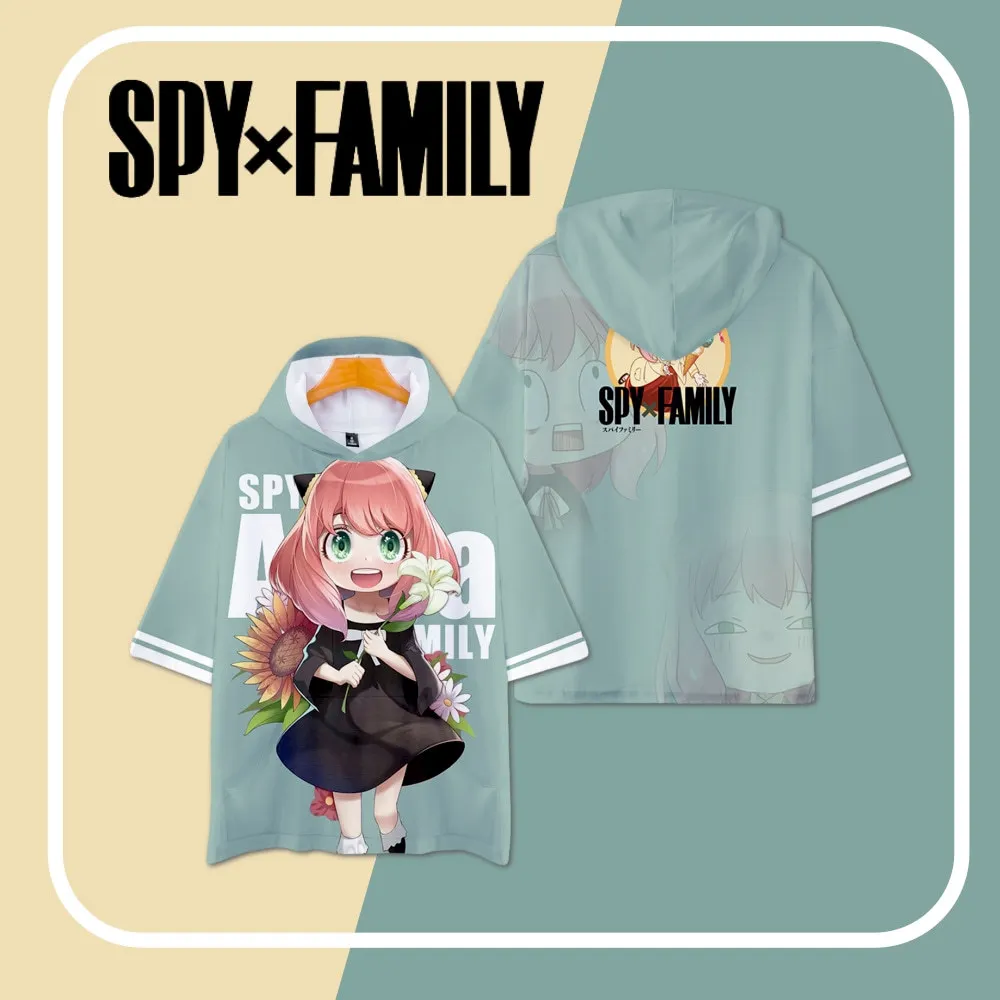 

New Fashion 3D SPY×FAMILY Hooded T shirt Men Women Tops Harajuku Hip Hop Hoodie Casual Short Sleeve Hooded T-shirt Clothes