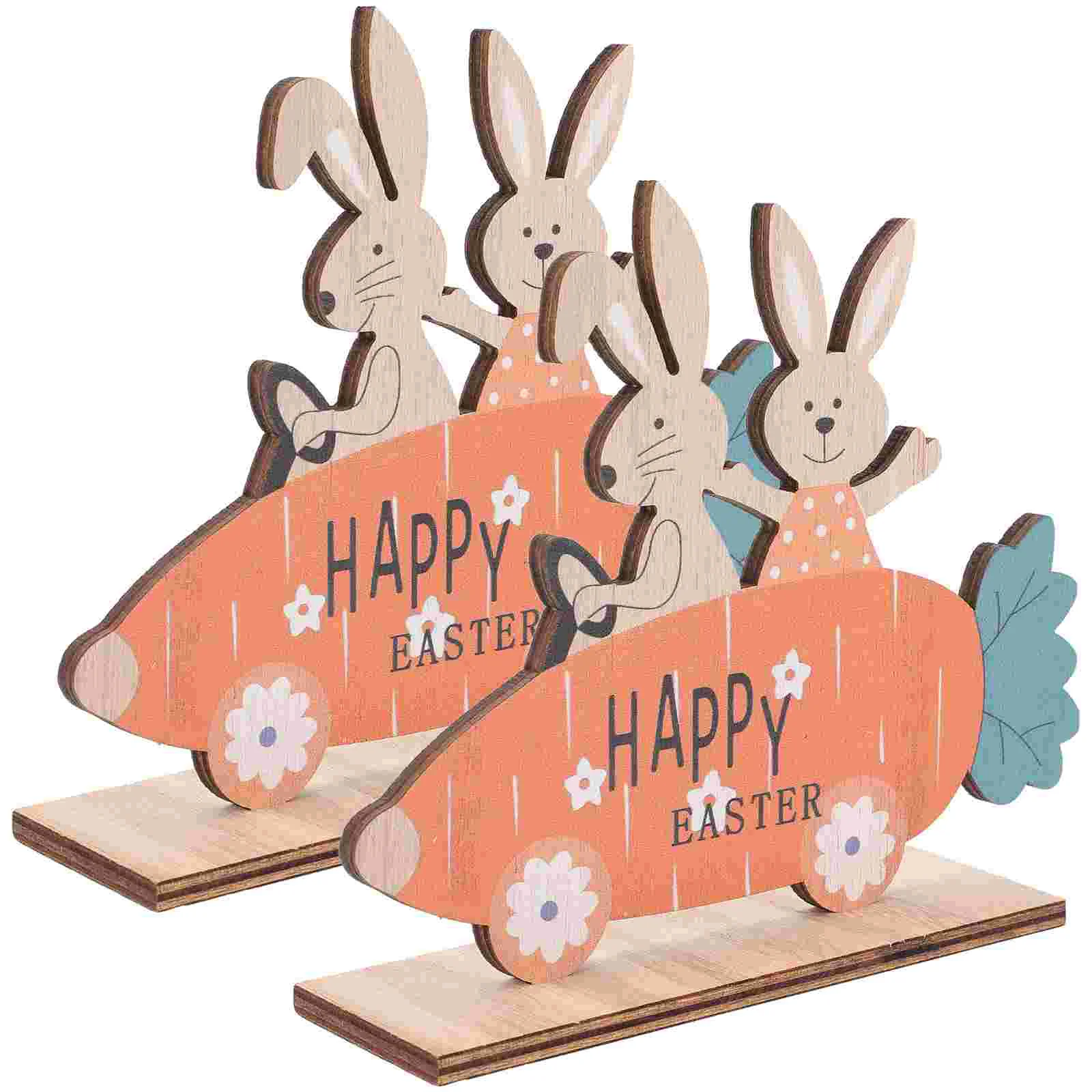 

Easter Sign Table Decor Wood Decorations Bunny Tabletop Centerpiece Decorative Craft Props Desktop Party Wooden Home Happy Signs