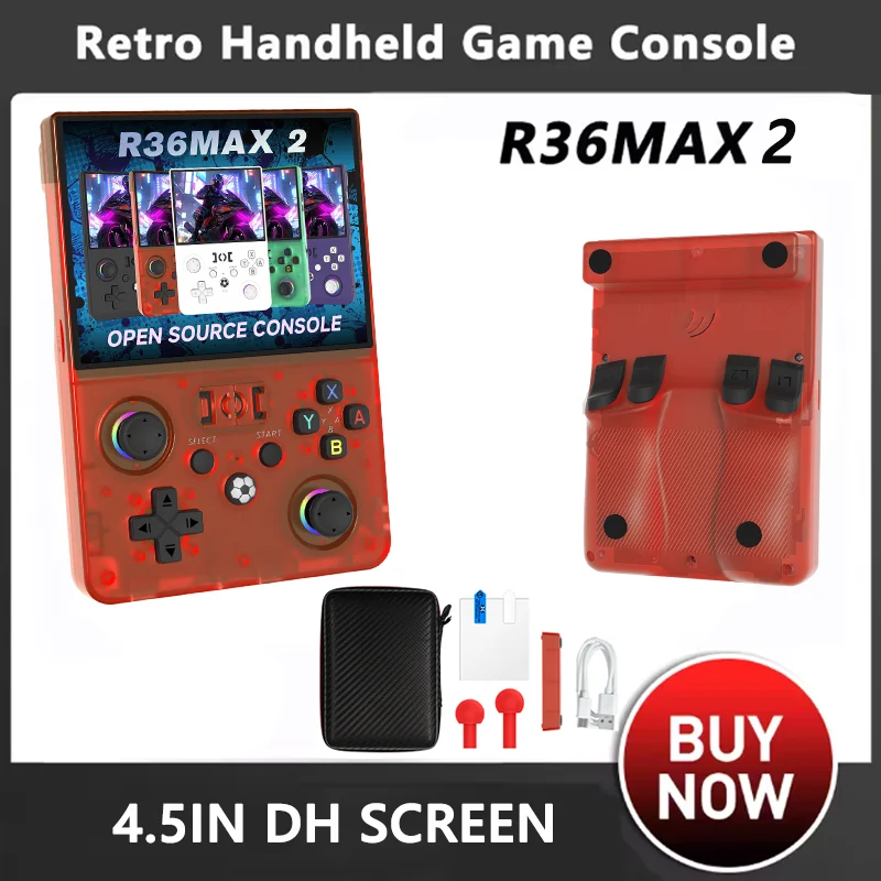 Фото Игровая консоль R36MAX2 64 ГБ/128 ГБ, 18000+ игр, система Linux, 4,5-дюймовый карманный видеоплеер, загрузка игр не требуется №1