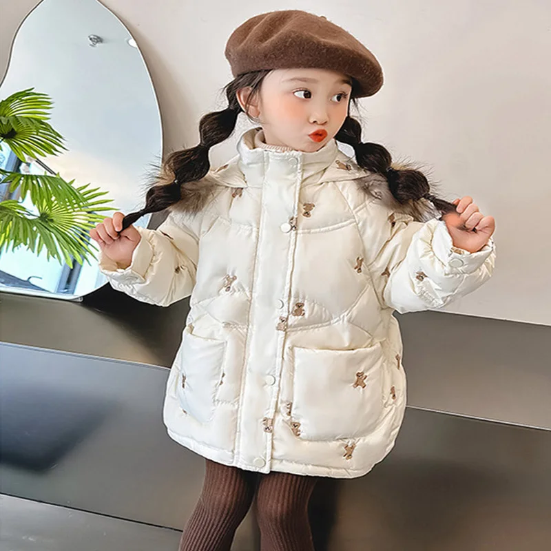 Зимняя пуховая куртка с капюшоном для девочек от 2 до 10 лет