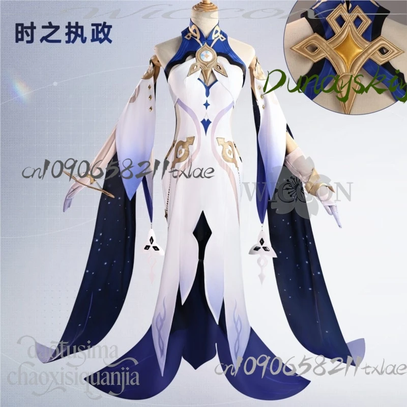 Фото Cos Store Истоарт Косплей Genshin Impact Костюм Богини Винтаж Длинный Белый Синий Великолепная Лолита Хэллоуин Рождество №2
