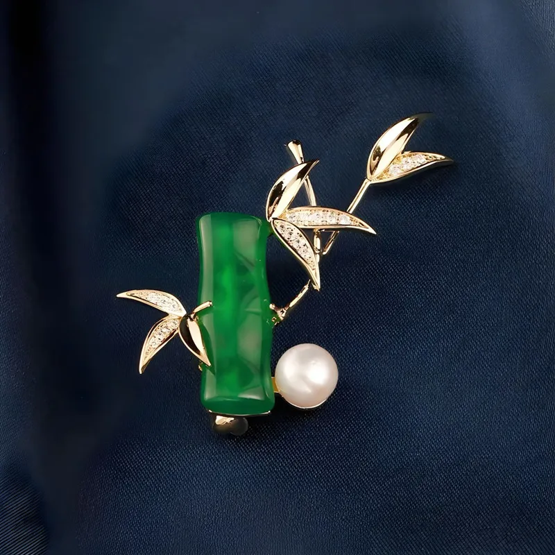 Ajojewel имитация зеленого нефрита бамбуковая брошь груша булавка для костюма