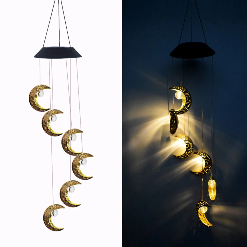 

Moon Wind Chime Lamps Windbell Pendant Light Outdoor Wall Door Windows LED Hanging Home Garden Lawn Yard Balcony Decorations