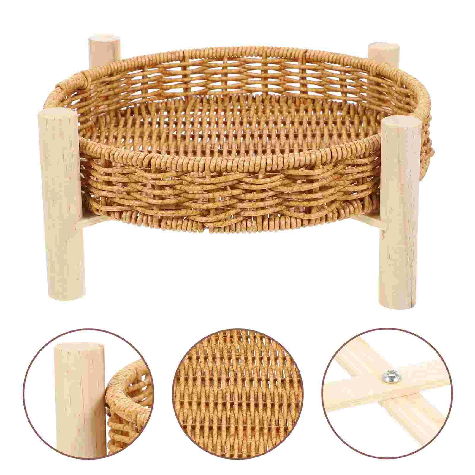 

Tray Basket Serving Fruit Bread Woven Candy Wicker Rattan Snack Storage Table Bowls Round Coffee Trays Baskets Decorative Pantry