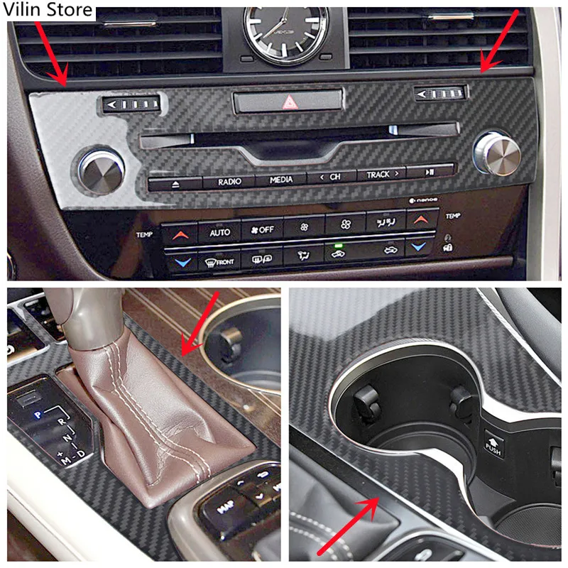 

Наклейки из углеродного волокна для интерьера автомобиля, декоративная Обложка, наклейки для Lexus RX300 200 16-19, аксессуары для стайлинга автомобиля