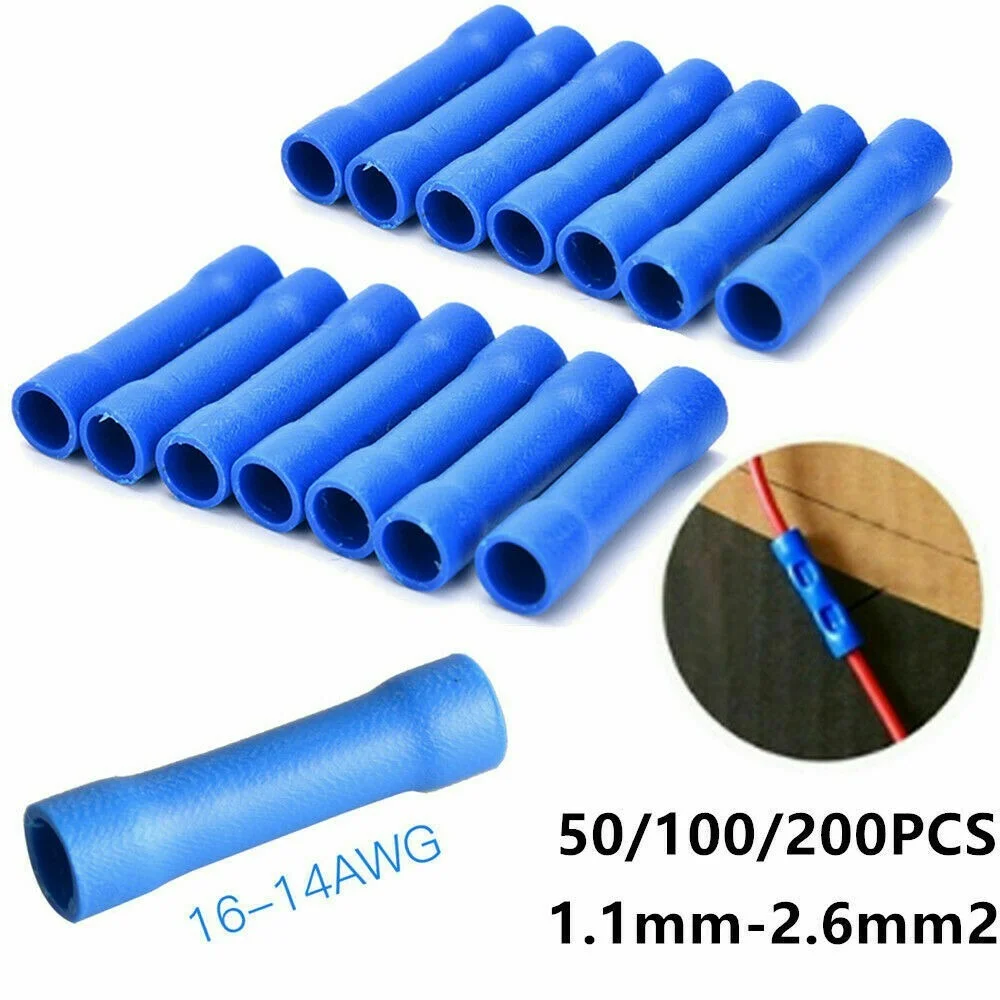 200x прямой стыковой терминал соединения проводов обжимной изолированный медный