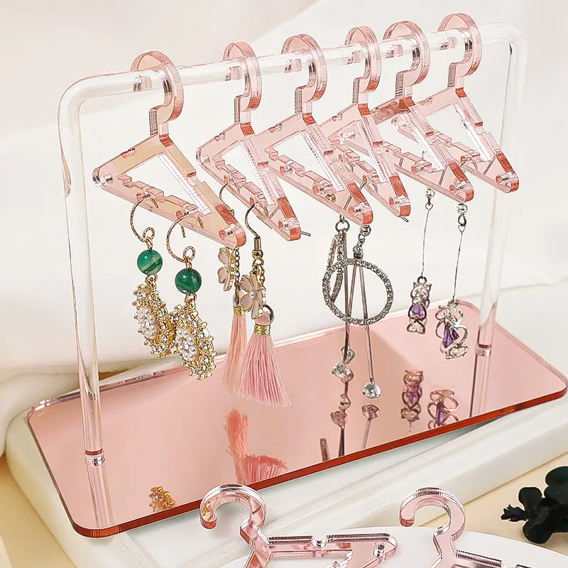 

8PCS Hangers Clear Acrylic Jewelry Display Rack Earrings Hanging Clothes Stand Storage Jewelry Shopwindow Manager Display Racks
