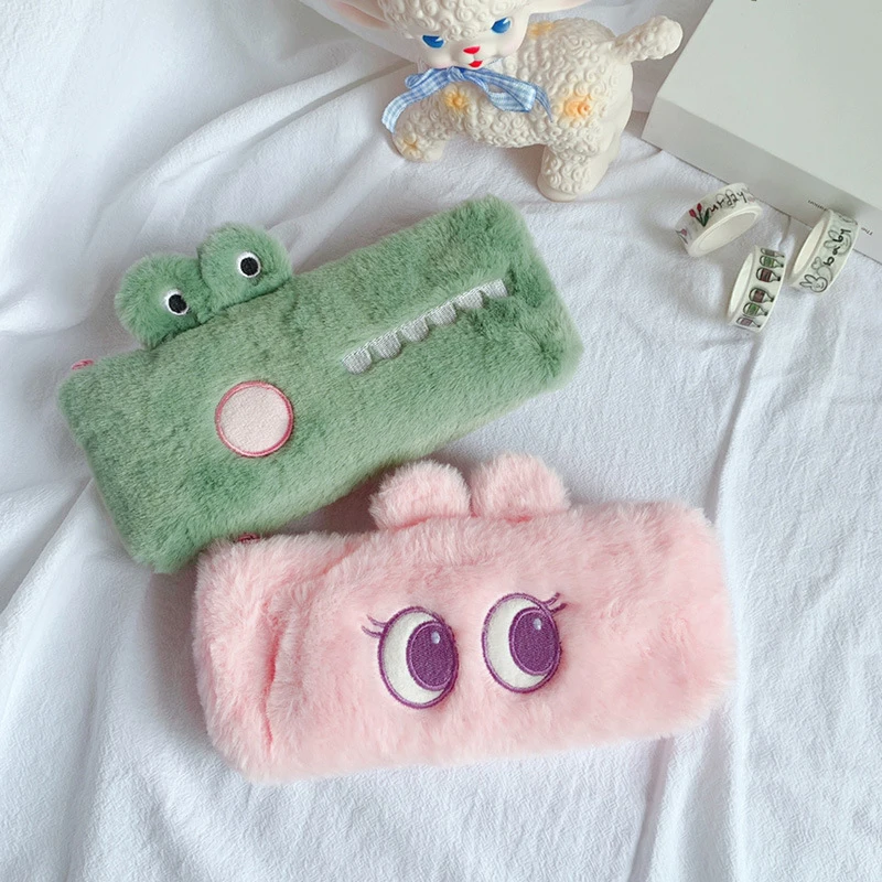 

Настольная сумка для хранения карандашей 20*8 см, милый пенал, плюшевый пенал большой емкости, канцелярские принадлежности, косметички, мультяшная коробка для хранения ручек