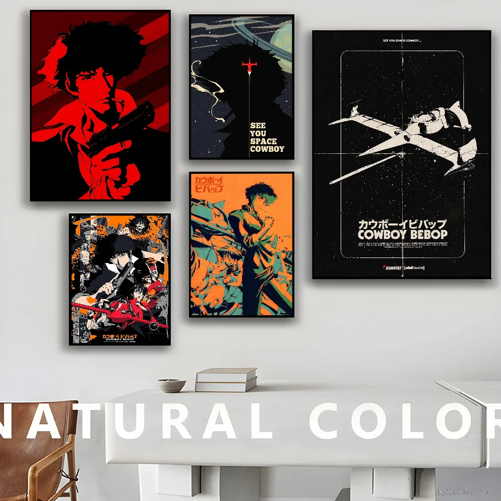 Постеры Cowboy Bebop в классическом винтажном стиле с изображением белой бумаги