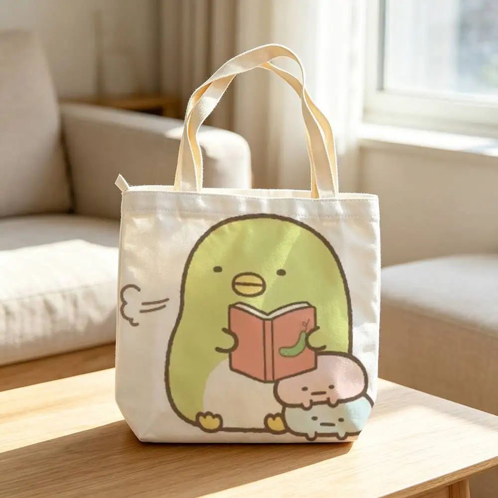 Фото Симпатичные сумки для хранения S-Sumikko G-Gurashi. Водонепроницаемые холщовые сумки, подходящие для посещения занятий, походов за покупками, подарков и поездок на работу. №2