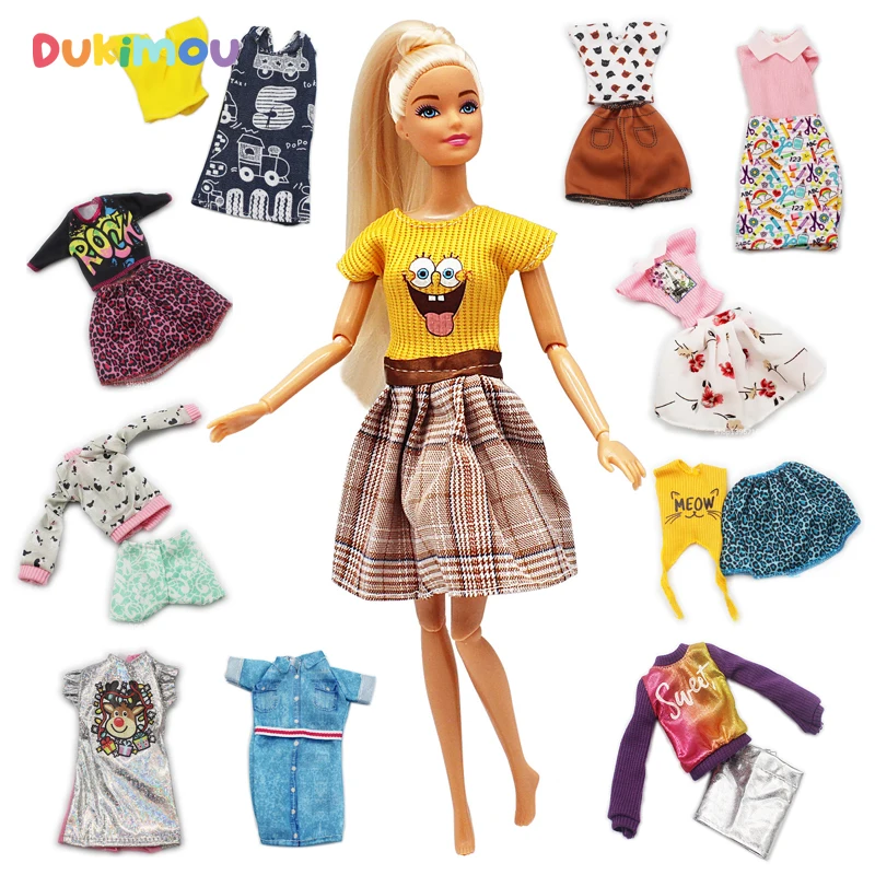 

Модное платье для куклы 30 см 1/6, красивая верхняя юбка, футболка, аксессуары для кукол принцессы, детские игрушки «сделай сам» для девочек, подарок на день рождения