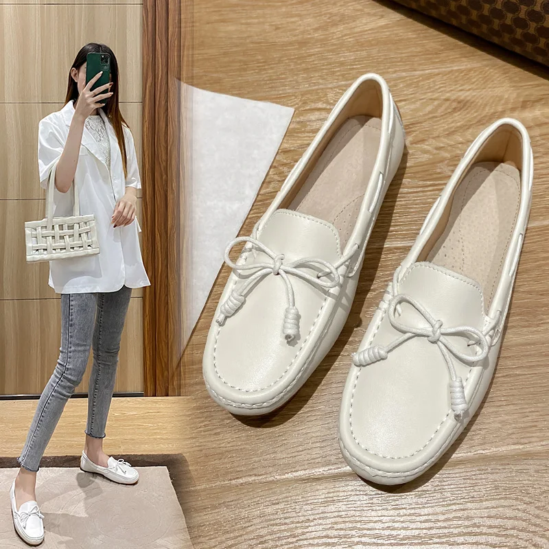 

Ranbetty Women's Cow Leather Casual Penny Loafers Ladies Moccasins Soft Casual Walking Driving Comfort Slip-On Fashion Boat Shoe