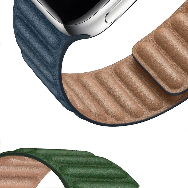 Оригинальный кожаный браслет для Apple watch band Series 8 7 6 SE 44 40 42 мм магнитный iWatch ultra 49 5 4