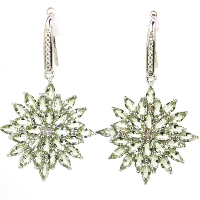 Женские серьги из серебра 7,9 пробы, 41x26 мм, очаровательные, 925 г, Iolite, Kunzite, Peridot, турмалин, топаз, аметист, CZ