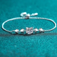 moissanite diamond s925 sterling silver bracelet female plated pt950 gold fashion bracelet temperament