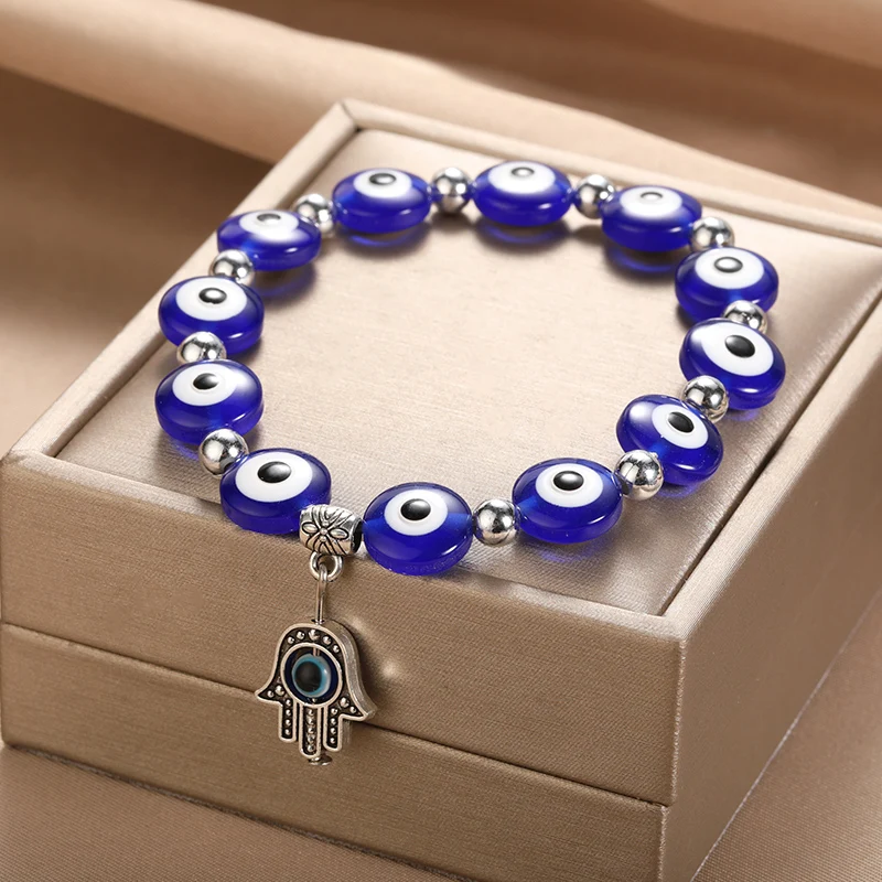 

Turkish Blue Evil Eye Bead Bracelets For Women Handmade Lucky Circle Bracelet Charm Handwork Jewelry pulsera hombre Dropshipping