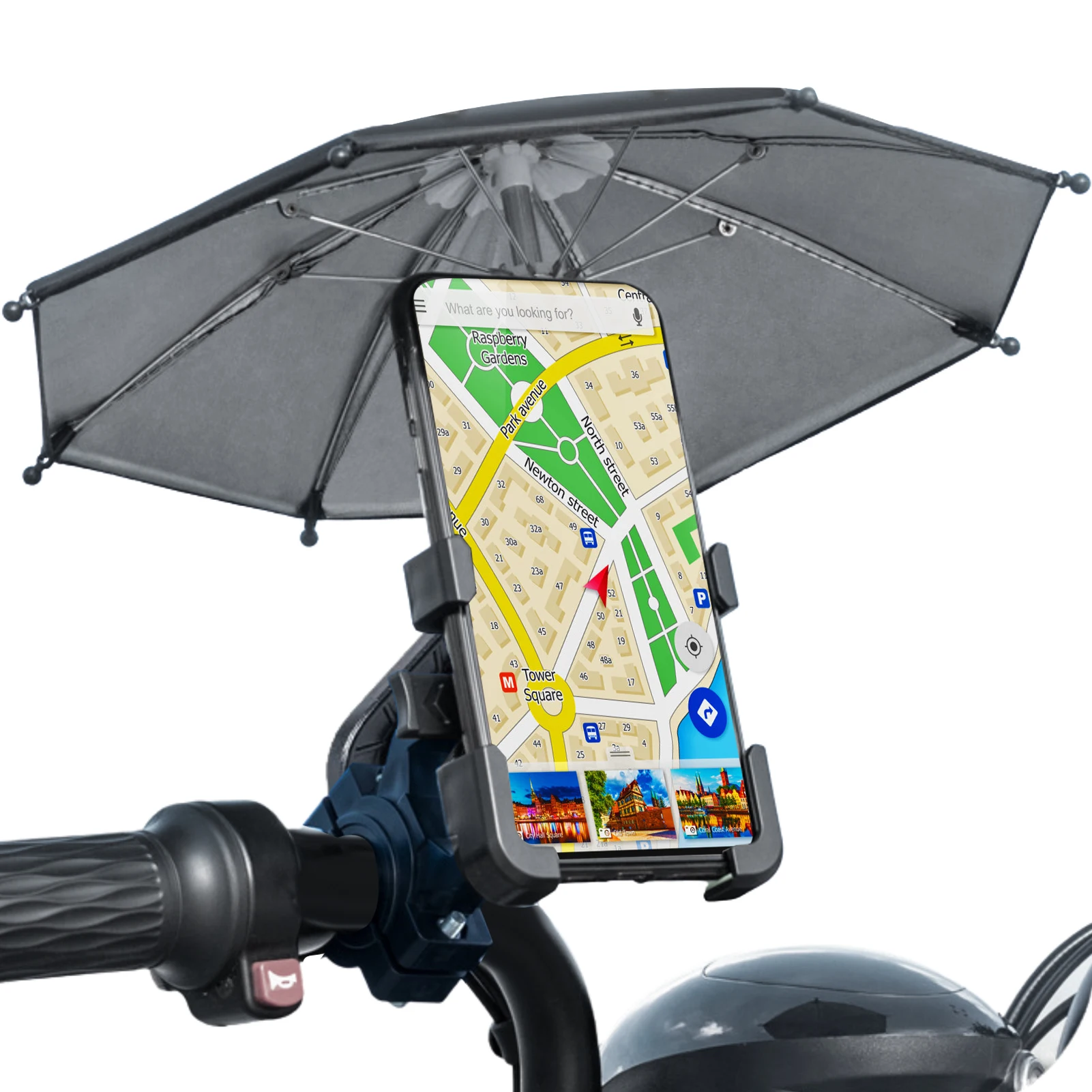 

Motorcycle Bike Phone Holder With Umbrella Anti-slip Bracket GPS Clip Universal Phone Stand For Bicycle Motorcycle Scooter
