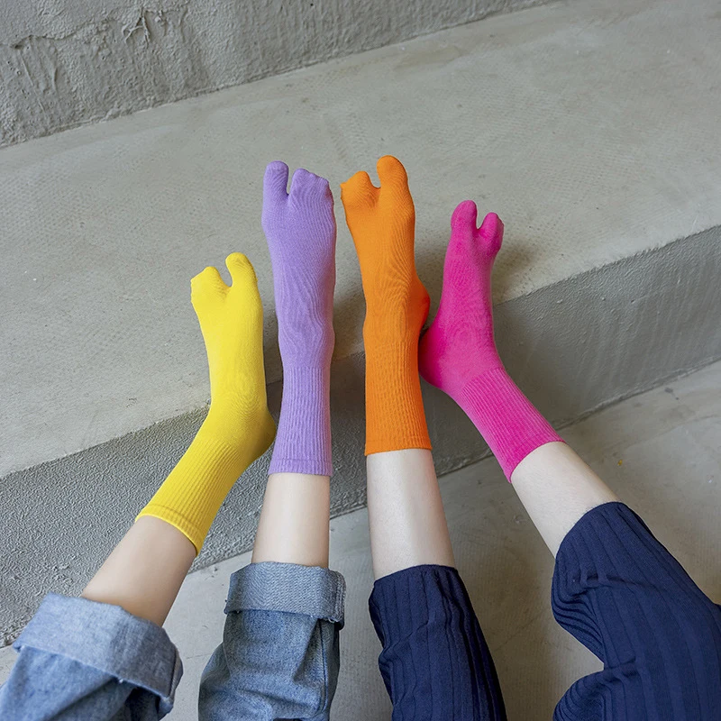

Носки женские из чесаного хлопка с разрезом, удобные носки с двумя пальцами в японском стиле Харадзюку, летние шлепанцы, сандалии