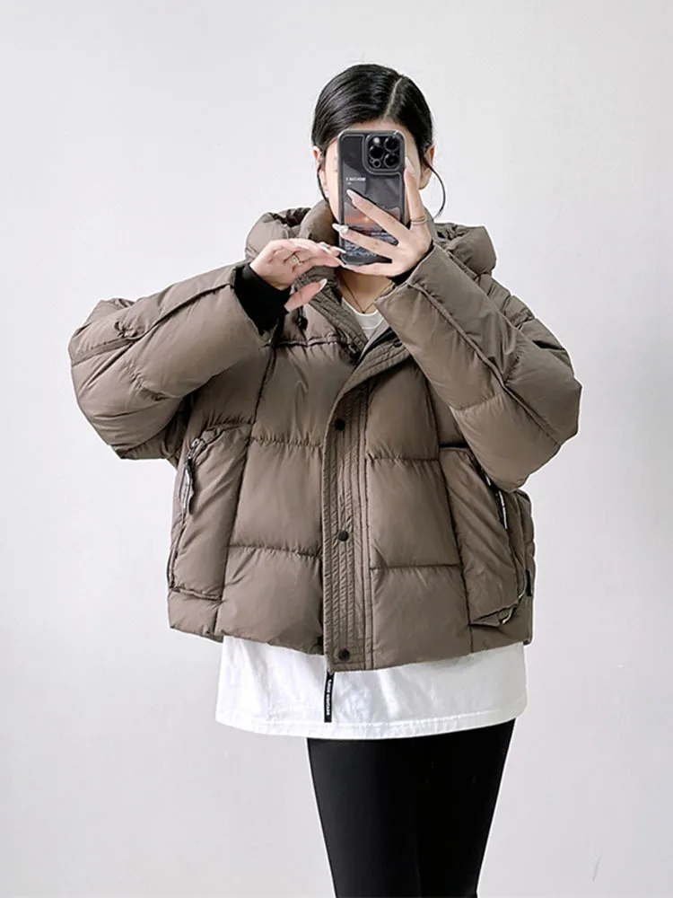 2024 новая зимняя женская куртка-пуховик с капюшоном утепленная короткая куртка на