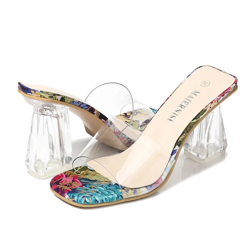 

SIZE 46 PVC Transparent High Heels Female Fish Mouth Open Toe Slippers Women Sandals Large Size Sexy High Heels New