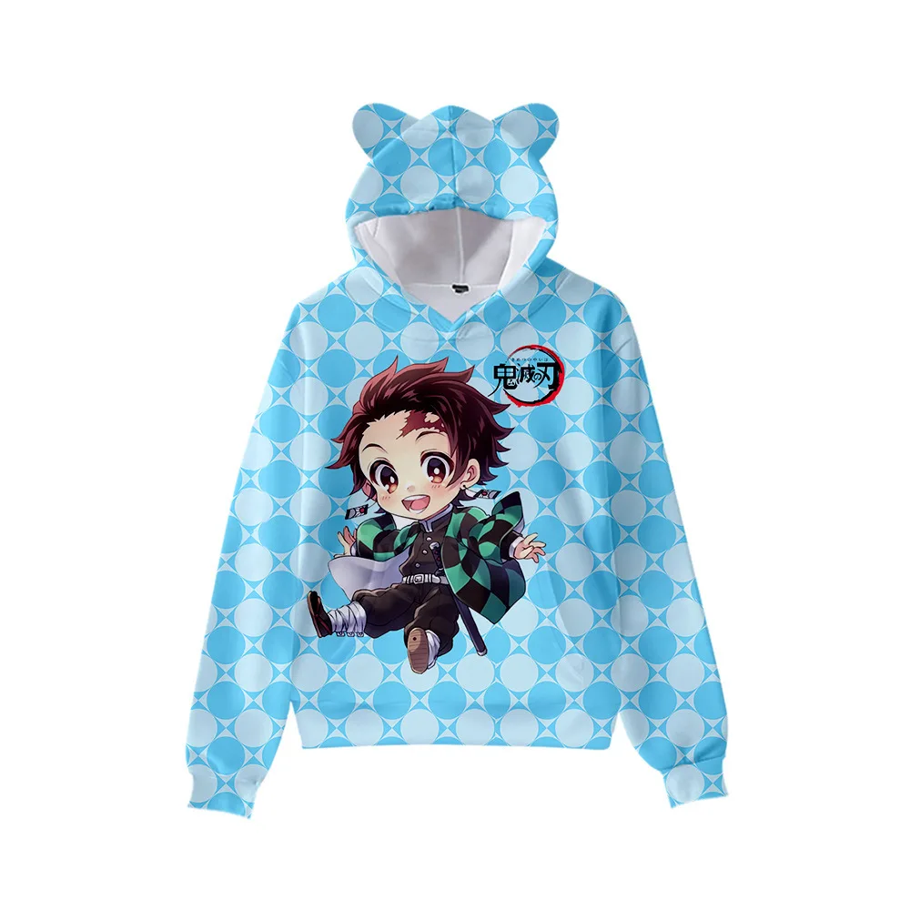 

3D Print Demon Slayer cosplay Hoodies Boys/Girls Kids Cute Cat ears Sweatshirts Autumn Winter Tracksuit Clo Hot Sale