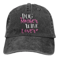 dog mother wine lover unisex adult cap adjustable cowboys hats baseball cap fun casquette cap black