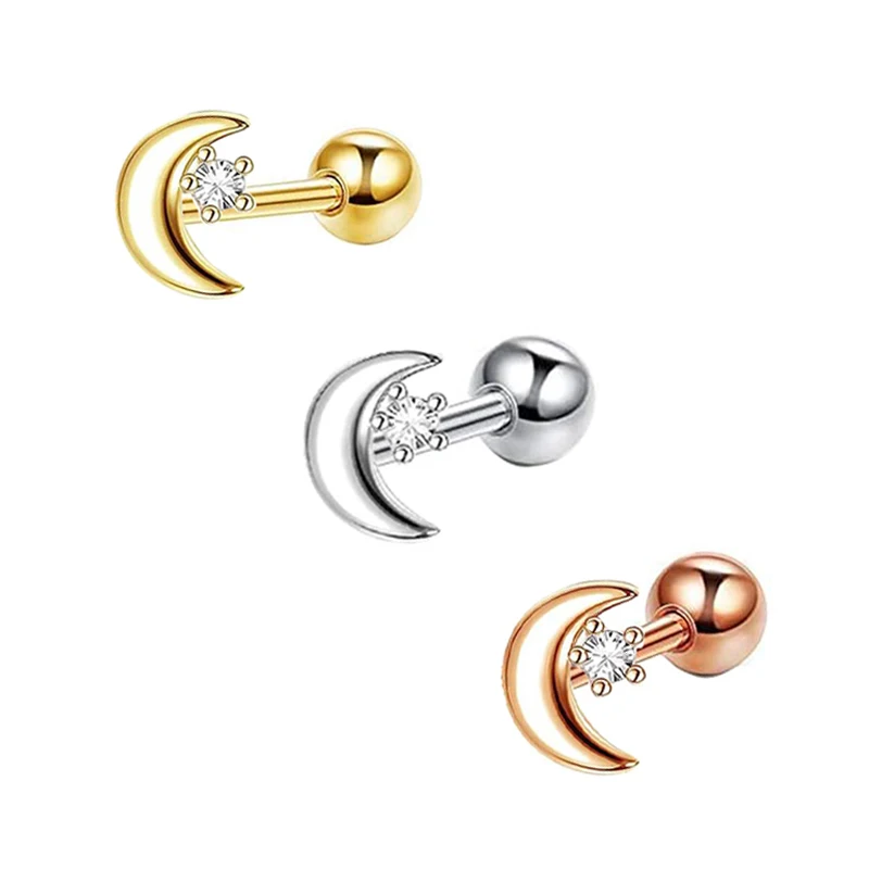 Stainless Steel Barbell Earring for Men Women Cartilage Helix Ear Piercings Tragus Ball Studs Wholesales Moon Star Conch Ear