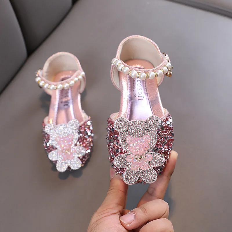 Детская обувь для девочек модные элегантные блестящие свадебные сандалии