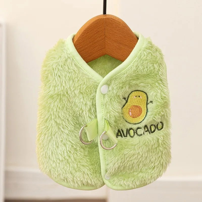 

Avocado Fruit Green Puppy Clothing Autumn and Winter Dog Warm Cardigan Teddy Jacket Korean Edition Pet Two Legged Clothes