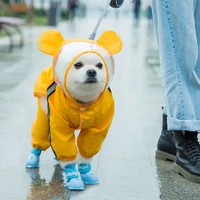 waterproof puppy raincoat with hood small and medium sized dog poncho reflective belt bee bear dinosaur shape