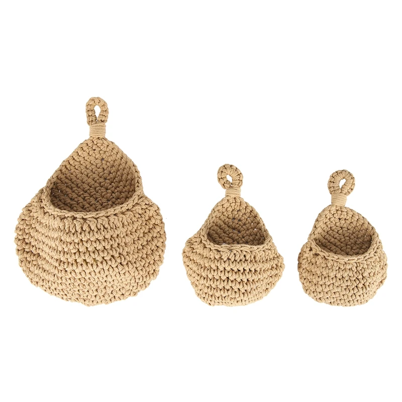

3Pcs Boho Hanging Basket, Wall Hanging Fruit Basket For Fresh Produce Storage, Vegetable Keeper For Potato, Onion Garlic-ABUX
