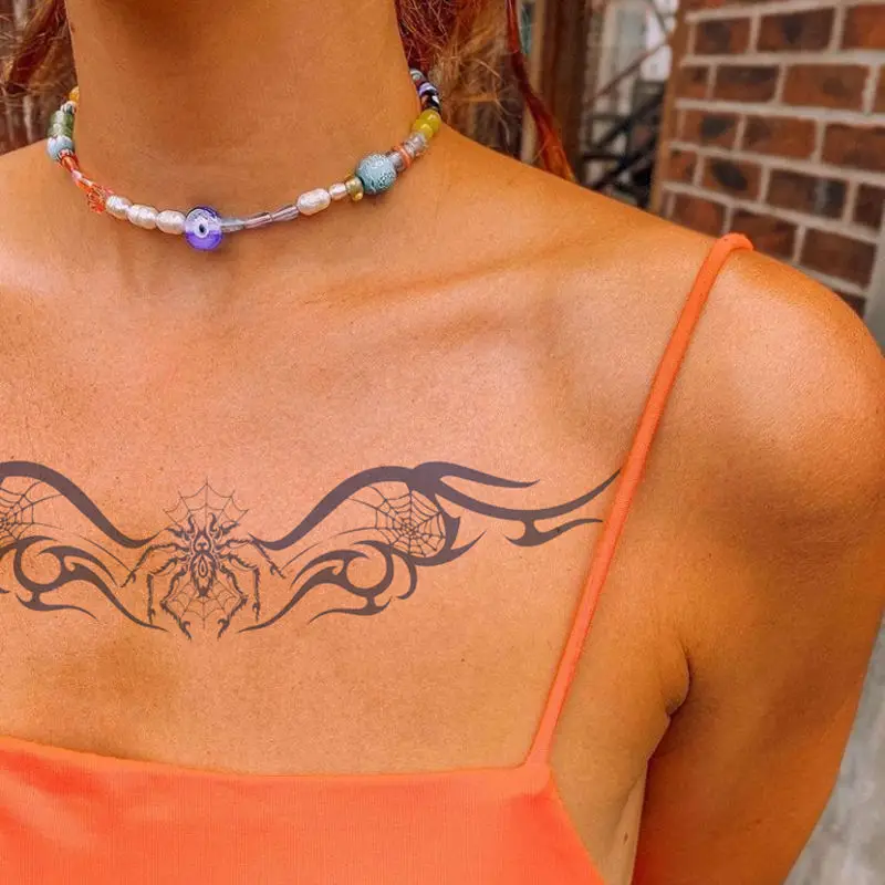 

Татуировки с травяным соком, водостойкие временные искусственные татуировки для женщин и мужчин, сексуальные татуировки до ключиц, Временные татуировки, художественные татуировки, наклейки