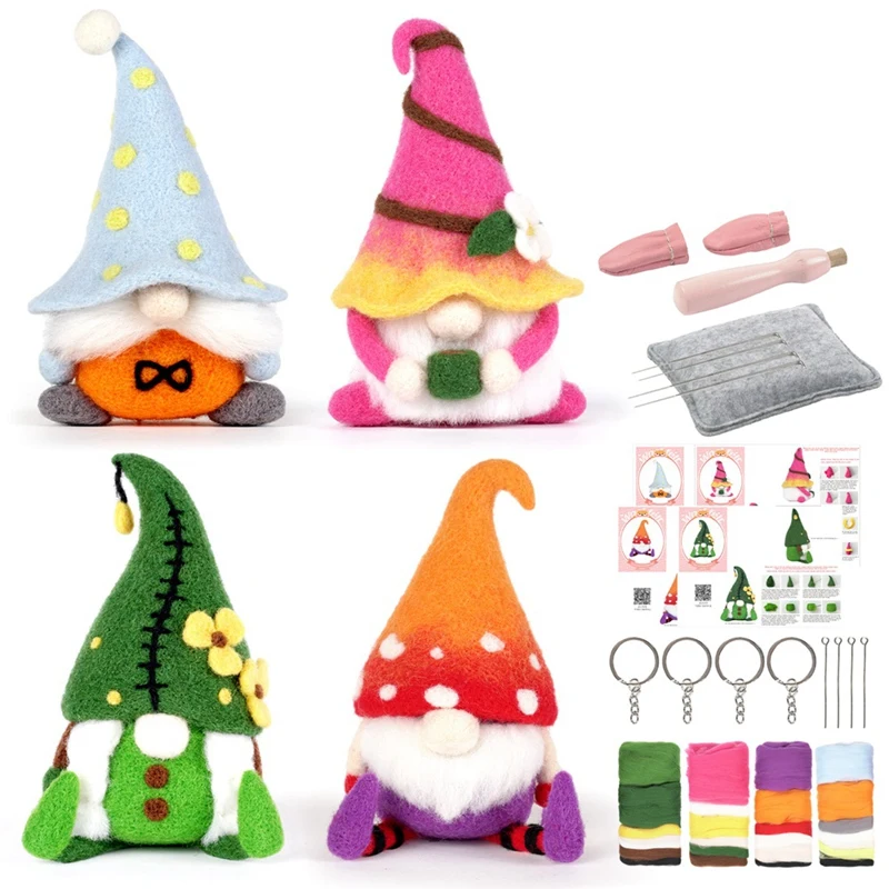 

Faceless Gnome Needle Felting Kit Material Package For Beginners With Felting Needles,Finger Cot,Felt Cloth,Foam Table,Tool