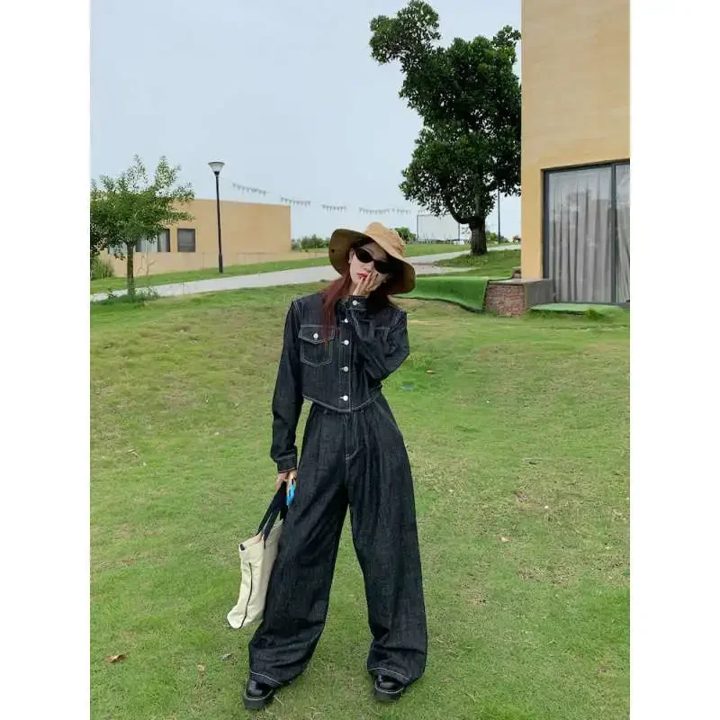 WoVanYi Stock винтажные пряные джинсовые рубашки свободного кроя джинсы с прицепом