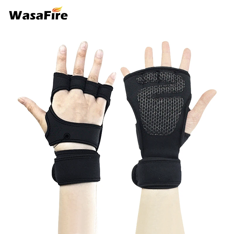 

1 Pair Weight Lifting Training Gloves Women Men Fitness Sports Body Building Hand Grips Non-slip Silicone Palm Protector Gloves