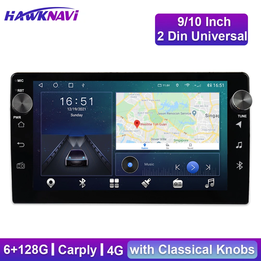 Универсальный автомобильный радиоплеер 9 дюймов 10 1 дюйма 2 Din Android 0 6 + 128 ГГц