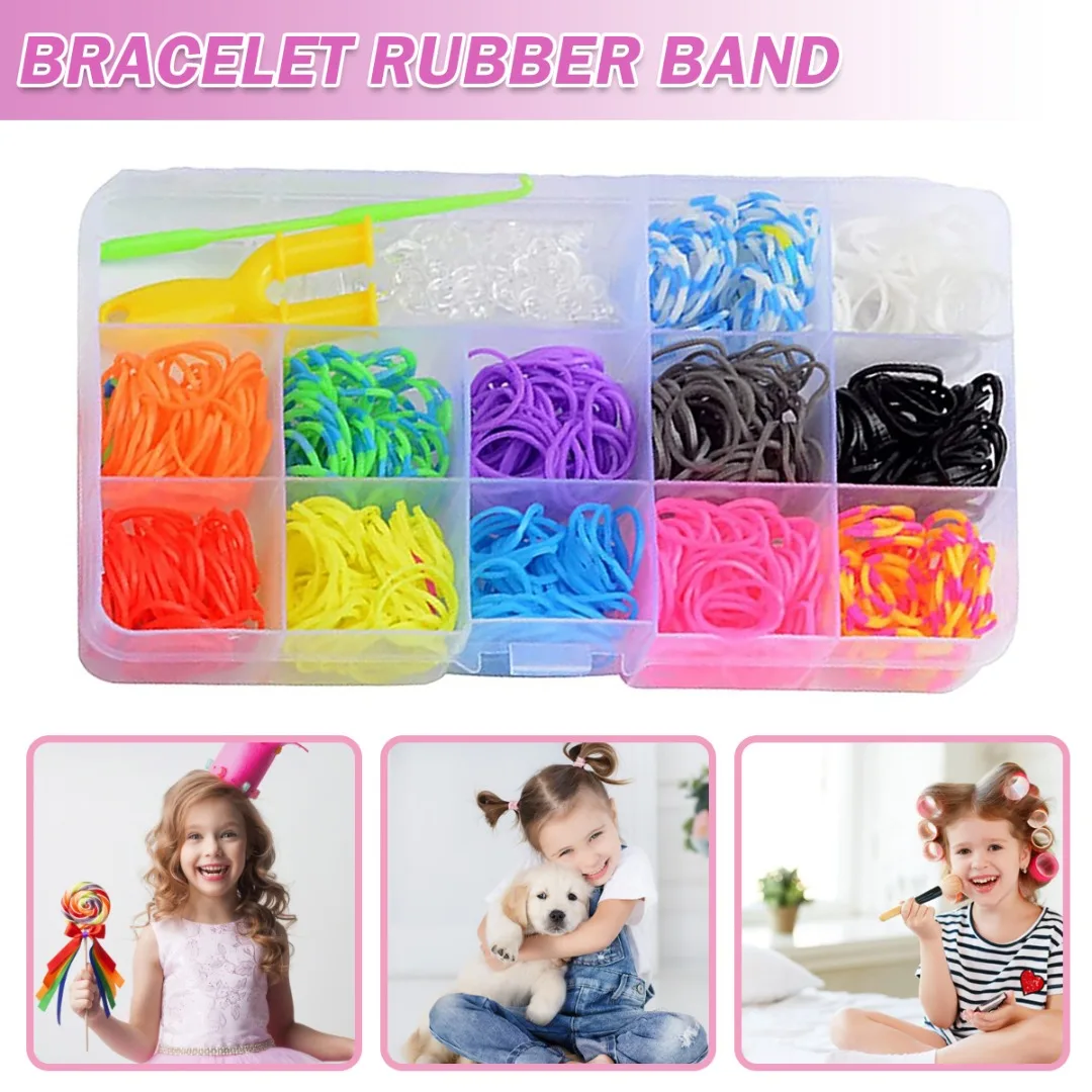 

Mayitr 600pcs Assorted Colour Rubber Bands Kit Box Loom DIY Bracelet Making Set Girls Kids Art Craft Toy