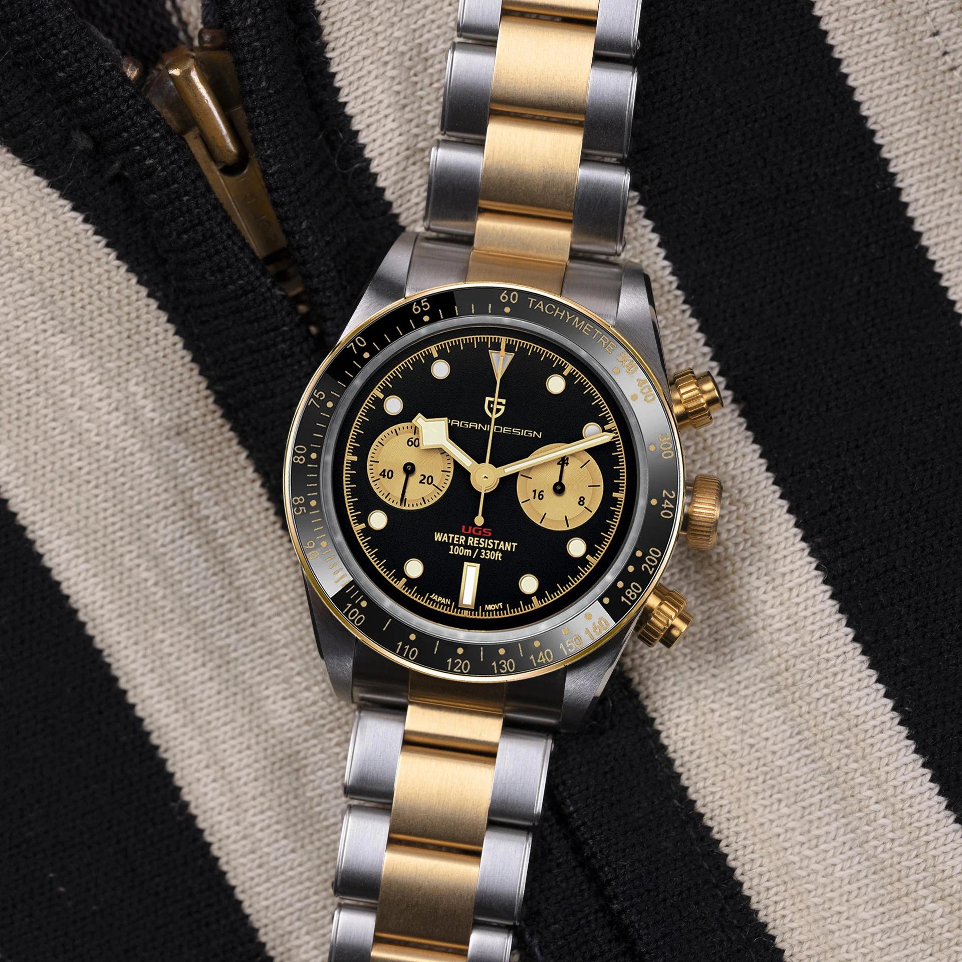 PAGANI DESIGN Gold Dial Luxury Quartz Watch For Men Sport Chronograph Sapphire glass 100M Waterproof Men Watches Clock Man 2023 images - 6
