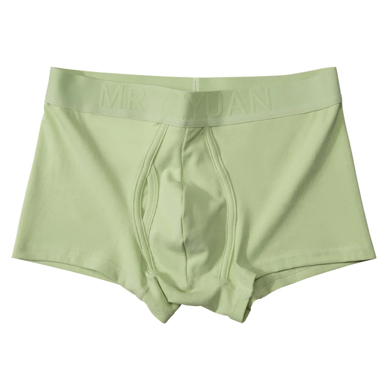 Summer Thin Wide Breathable Antibacterial Mid-Waist Threaded White Cotton Boxer For Men Briefs Gay Sexy Underwear Boxers Short