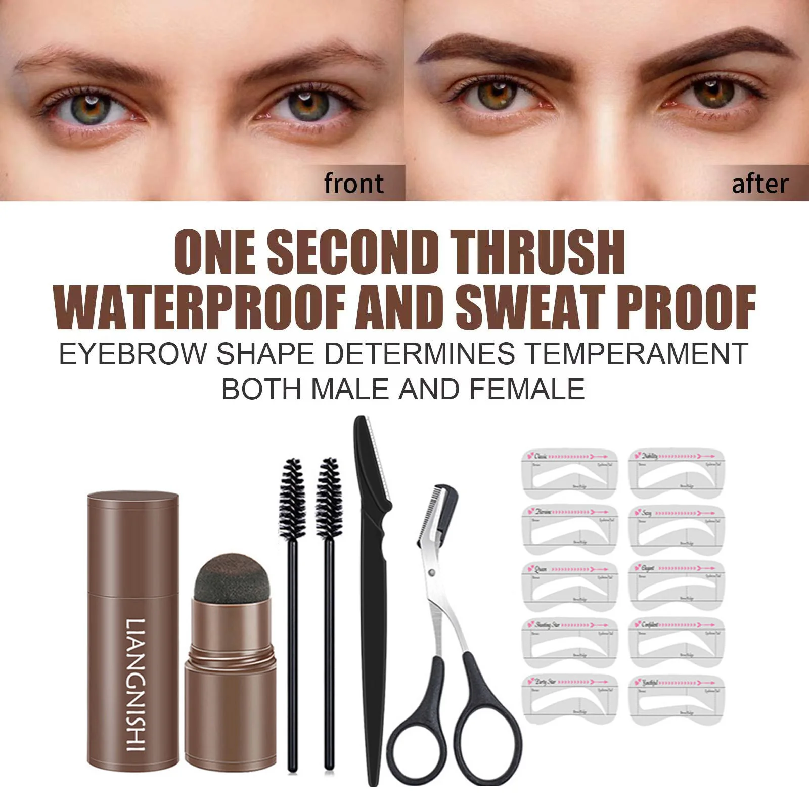 

Dropshipping Eyebrow Stamp Stencil Kit Trimmer Waterproof Brow Pen Cosmetic Contour Tint Natural Hairline Enhancer Powder Makeup