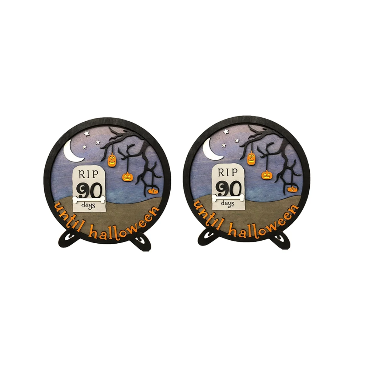 

2Pcs Halloween Countdown Calendar, Wooden Halloween Advents Calendar, DIY Countdown Halloween Wooden Decoration